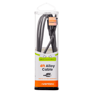Ventev Chargesync Alloy USB C to USB C Cable 4ft by Ventev