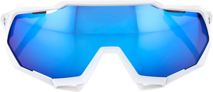 100% Speedtrap Sunglasses - White - Blue Mirror 60012-00003