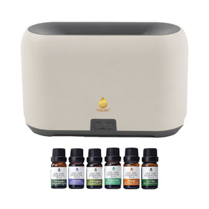 Pursonic FlameGlow Aromatherapy Diffuser & 6-Pack Essential Oils Wellness Bundle – Pure Relaxation with Light, Scent & Serenity by Pursonic