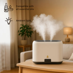 Pursonic FlameGlow Aromatherapy Diffuser & 6-Pack Essential Oils Wellness Bundle – Pure Relaxation with Light, Scent & Serenity by Pursonic