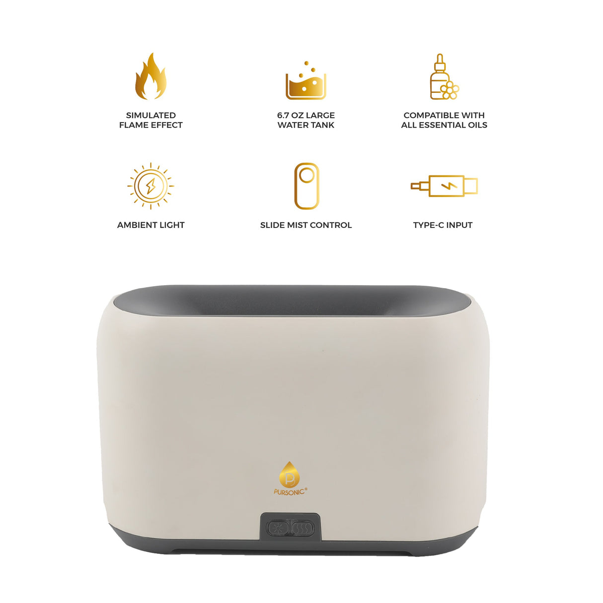 Pursonic Essential Oil FlameGlow Aromatherapy Diffuser by Pursonic
