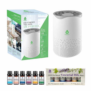 Pursonic Air Purifier with 6-Pack Premium Essential Oils Collection