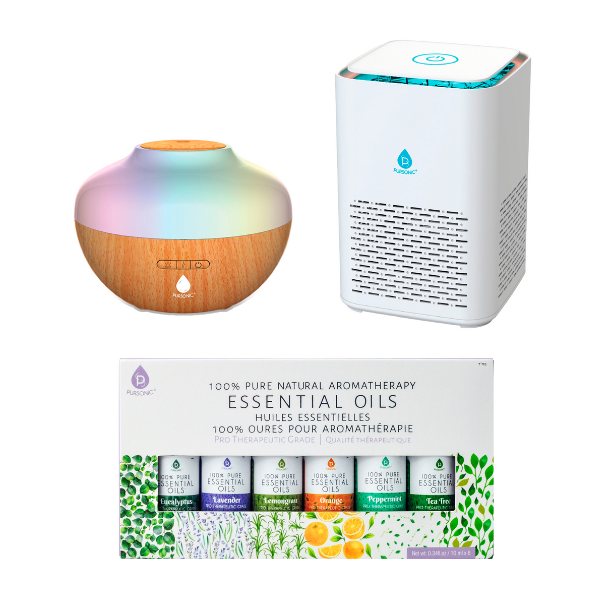 Pursonic Ultimate Wellness Bundle: Air Purifier, Diffuser & Essential Oils Set by Pursonic