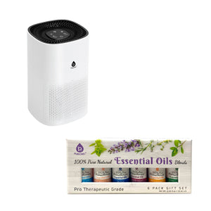 Pursonic Purify & Relax Home Wellness Bundle - True HEPA Air Purifier & 6 Pack of 100% Pure Essential Oils Blends by Pursonic