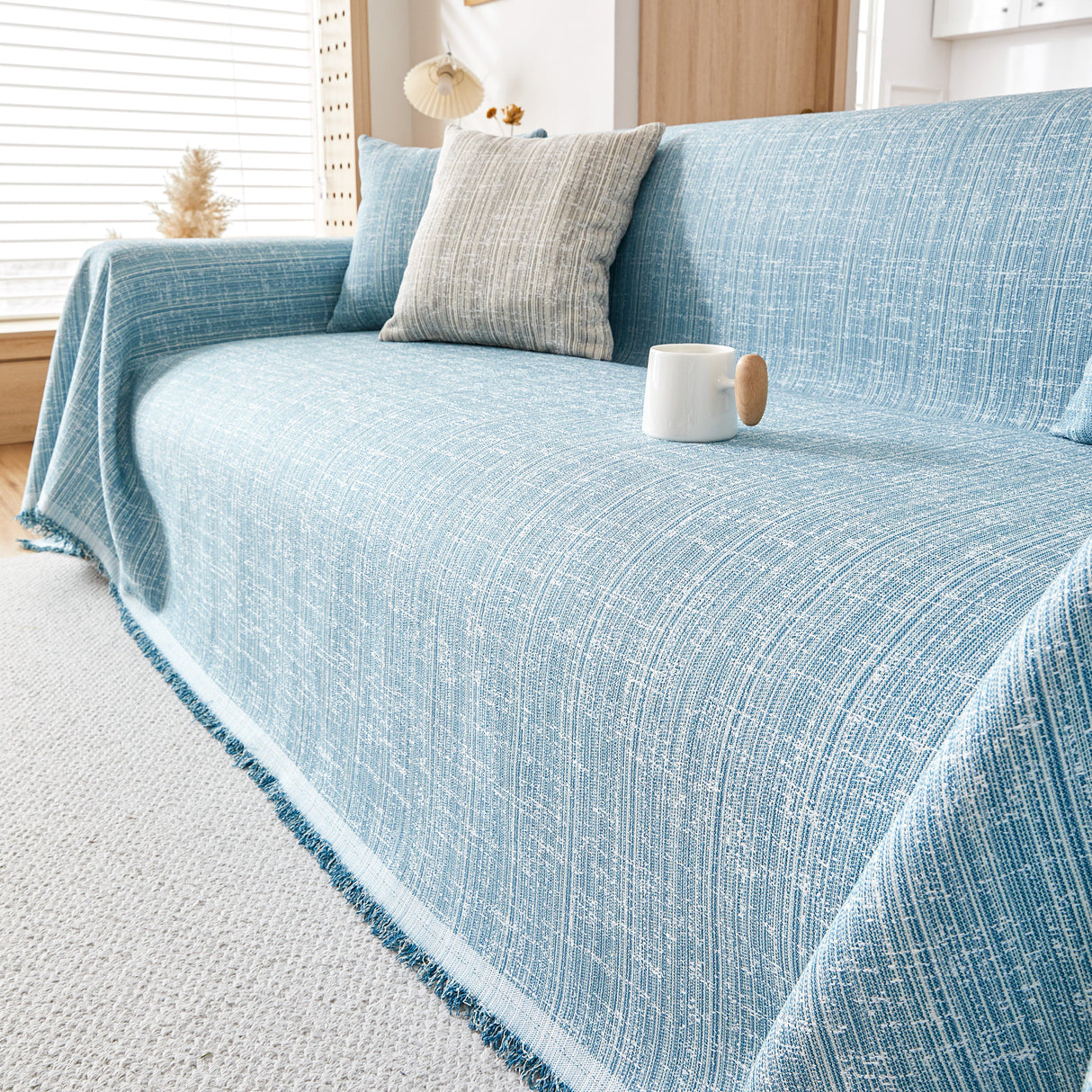 Couch Cover Blanket Couch Covers for Most Shape Sofas Washable Durable Sofa Throw Cover with Tassels