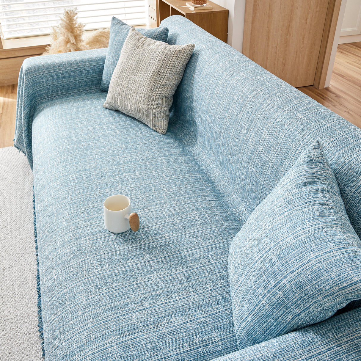 Couch Cover Blanket Couch Covers for Most Shape Sofas Washable Durable Sofa Throw Cover with Tassels