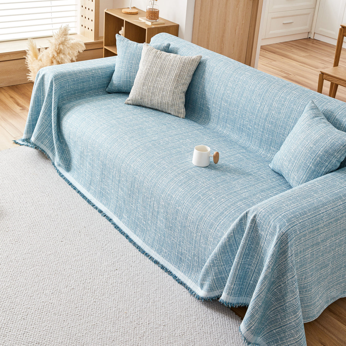 Couch Cover Blanket Couch Covers for Most Shape Sofas Washable Durable Sofa Throw Cover with Tassels