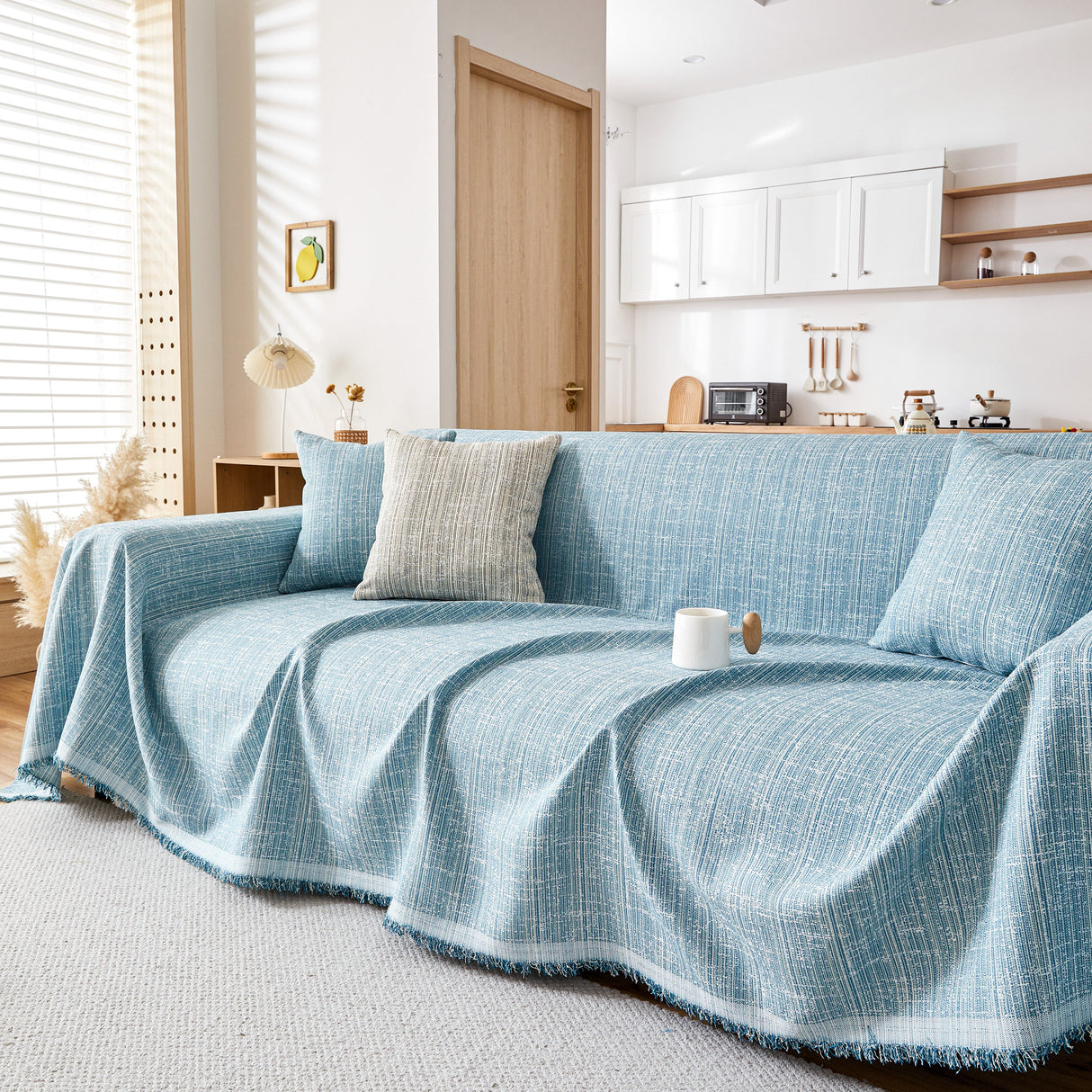 Couch Cover Blanket Couch Covers for Most Shape Sofas Washable Durable Sofa Throw Cover with Tassels