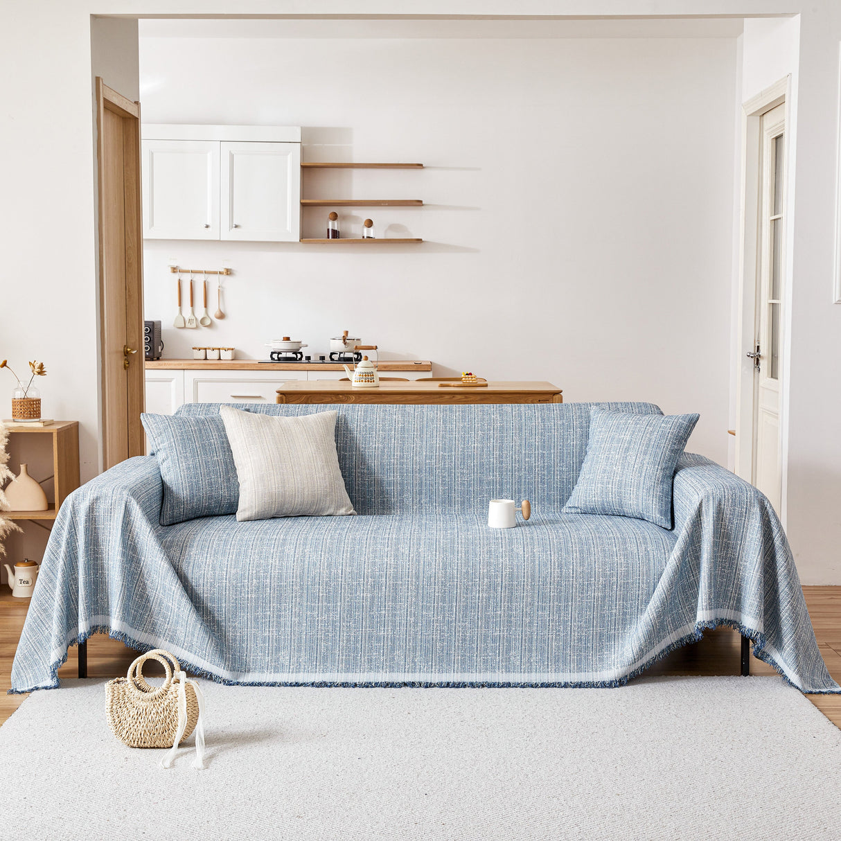 Couch Cover Blanket Couch Covers for Most Shape Sofas Washable Durable Sofa Throw Cover with Tassels