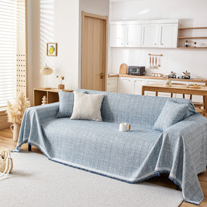 Couch Cover Blanket Couch Covers for Most Shape Sofas Washable Durable Sofa Throw Cover with Tassels