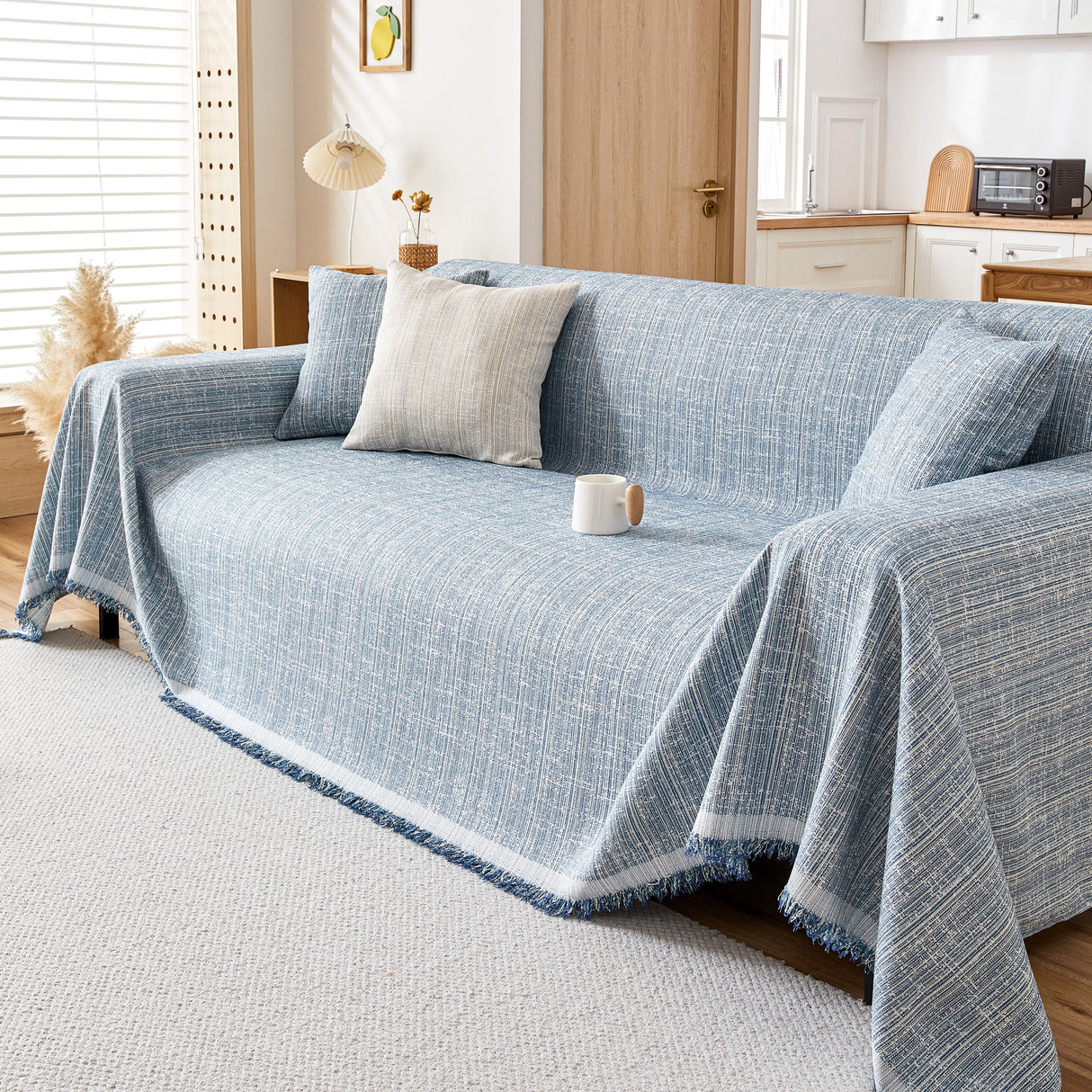 Couch Cover Blanket Couch Covers for Most Shape Sofas Washable Durable Sofa Throw Cover with Tassels