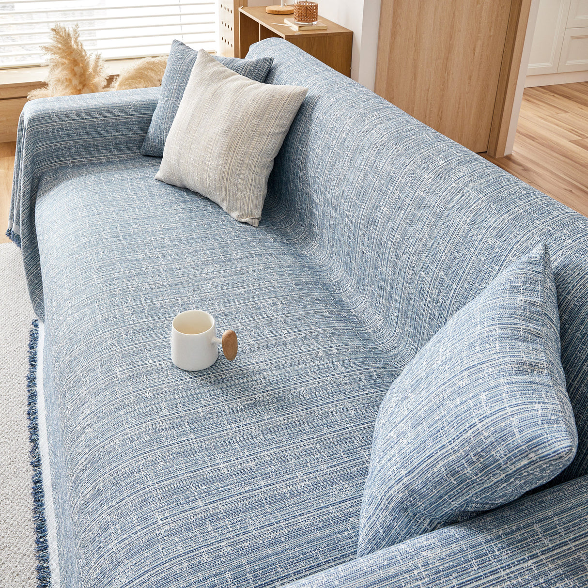 Couch Cover Blanket Couch Covers for Most Shape Sofas Washable Durable Sofa Throw Cover with Tassels