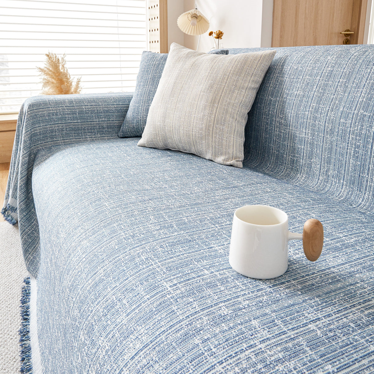 Couch Cover Blanket Couch Covers for Most Shape Sofas Washable Durable Sofa Throw Cover with Tassels