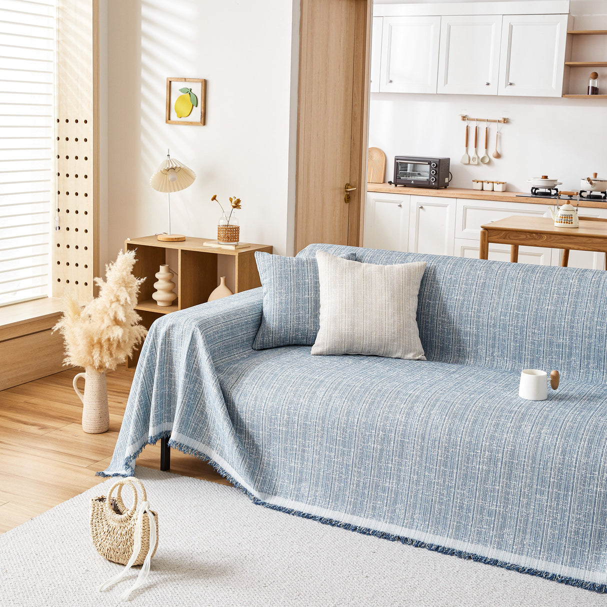 Couch Cover Blanket Couch Covers for Most Shape Sofas Washable Durable Sofa Throw Cover with Tassels