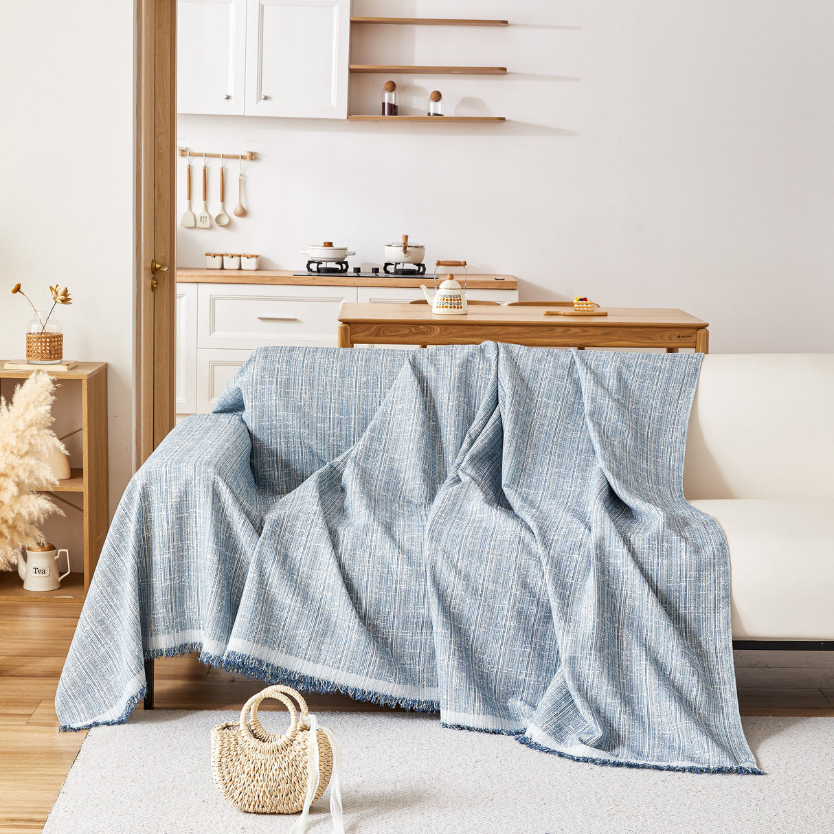 Couch Cover Blanket Couch Covers for Most Shape Sofas Washable Durable Sofa Throw Cover with Tassels