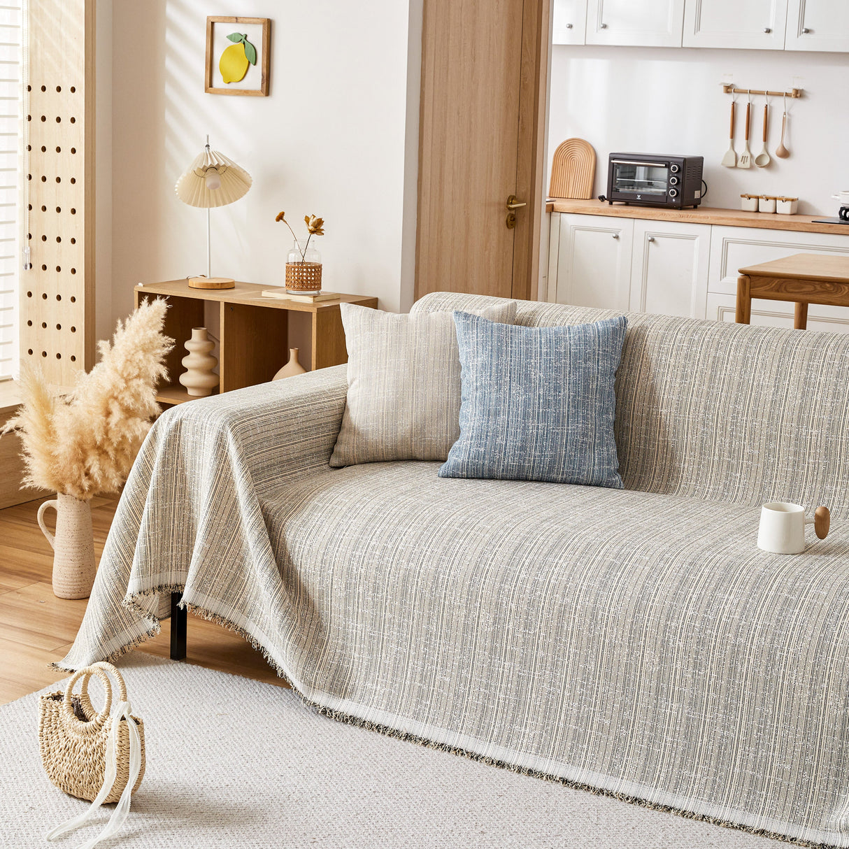 Couch Cover Blanket Couch Covers for Most Shape Sofas Washable Durable Sofa Throw Cover with Tassels