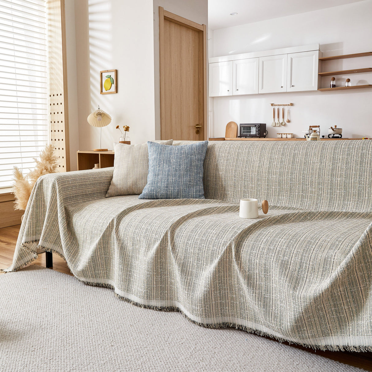 Couch Cover Blanket Couch Covers for Most Shape Sofas Washable Durable Sofa Throw Cover with Tassels