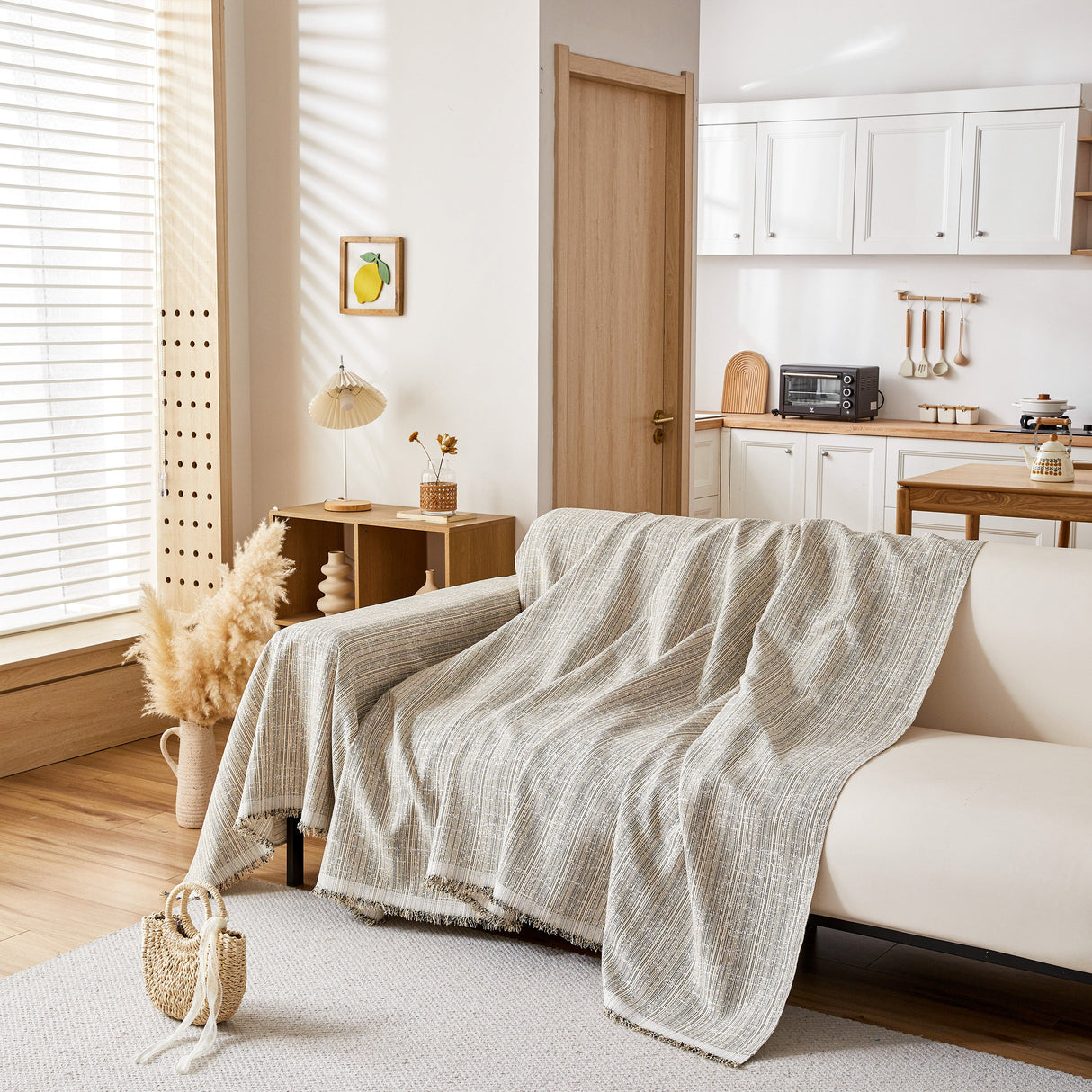 Couch Cover Blanket Couch Covers for Most Shape Sofas Washable Durable Sofa Throw Cover with Tassels