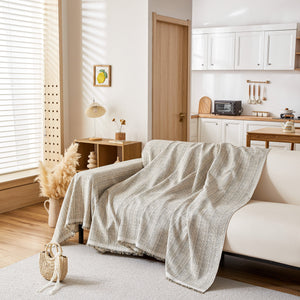 Couch Cover Blanket Couch Covers for Most Shape Sofas Washable Durable Sofa Throw Cover with Tassels