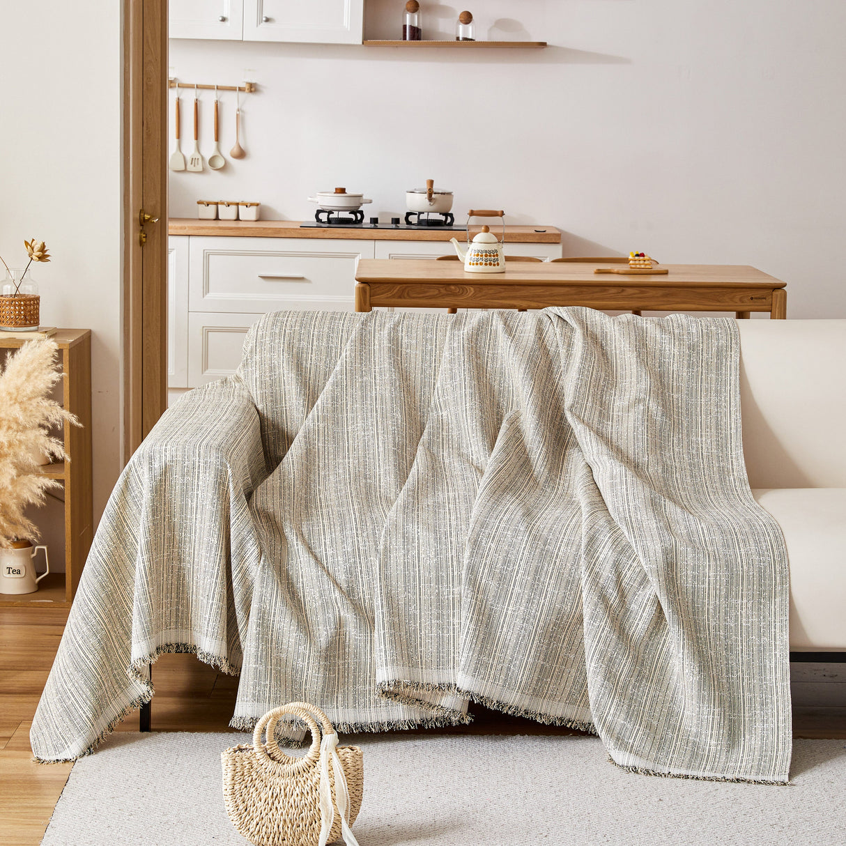 Couch Cover Blanket Couch Covers for Most Shape Sofas Washable Durable Sofa Throw Cover with Tassels