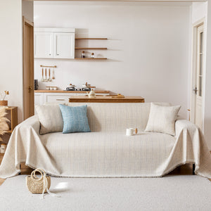 Couch Cover Blanket Couch Covers for Most Shape Sofas Washable Durable Sofa Throw Cover with Tassels