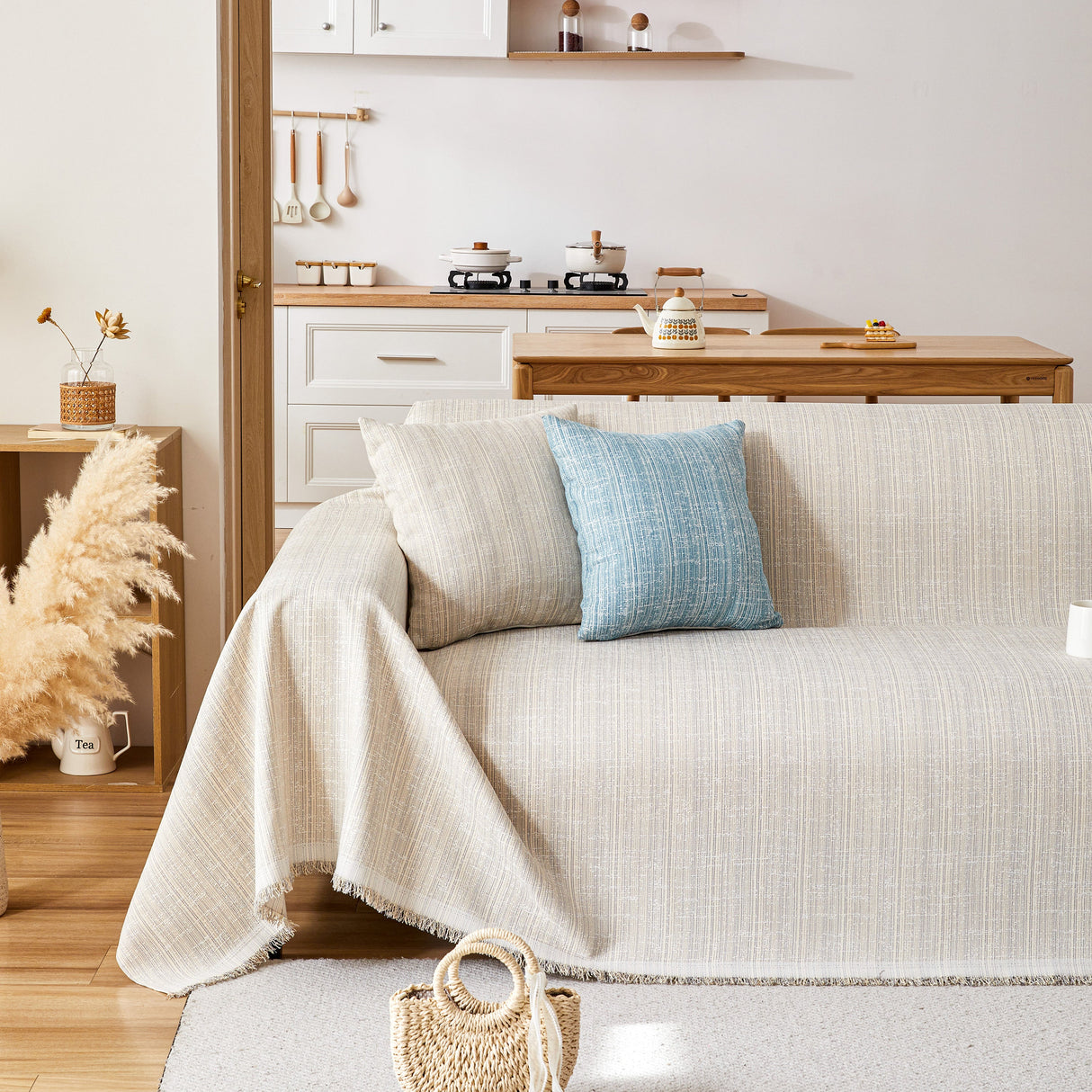 Couch Cover Blanket Couch Covers for Most Shape Sofas Washable Durable Sofa Throw Cover with Tassels