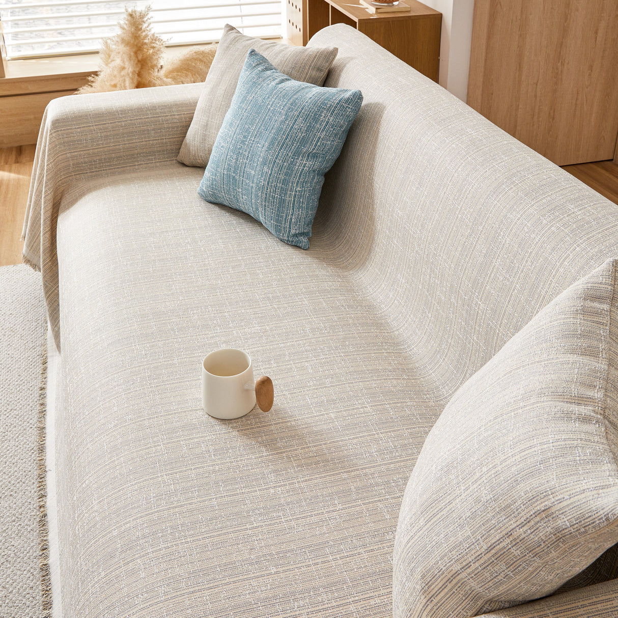 Couch Cover Blanket Couch Covers for Most Shape Sofas Washable Durable Sofa Throw Cover with Tassels