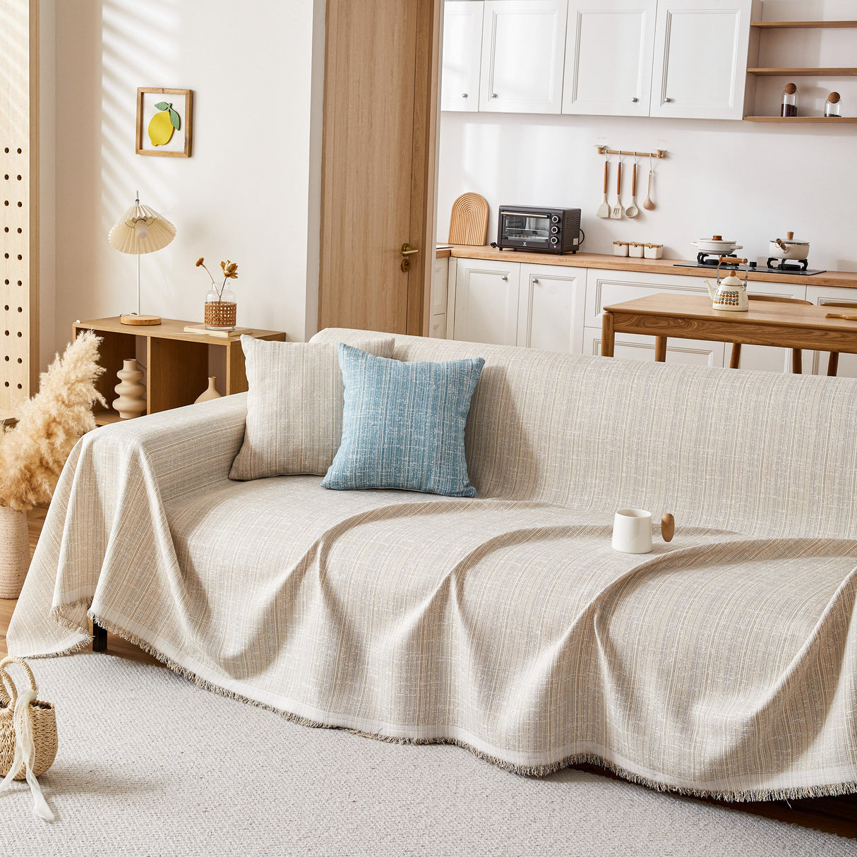 Couch Cover Blanket Couch Covers for Most Shape Sofas Washable Durable Sofa Throw Cover with Tassels