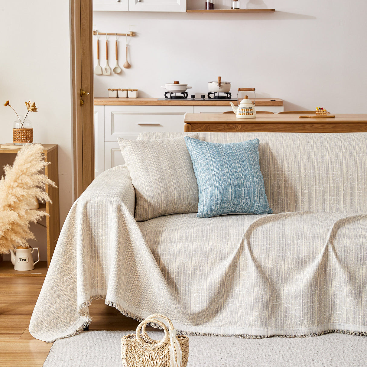 Couch Cover Blanket Couch Covers for Most Shape Sofas Washable Durable Sofa Throw Cover with Tassels