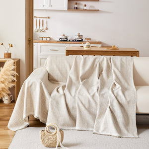 Couch Cover Blanket Couch Covers for Most Shape Sofas Washable Durable Sofa Throw Cover with Tassels