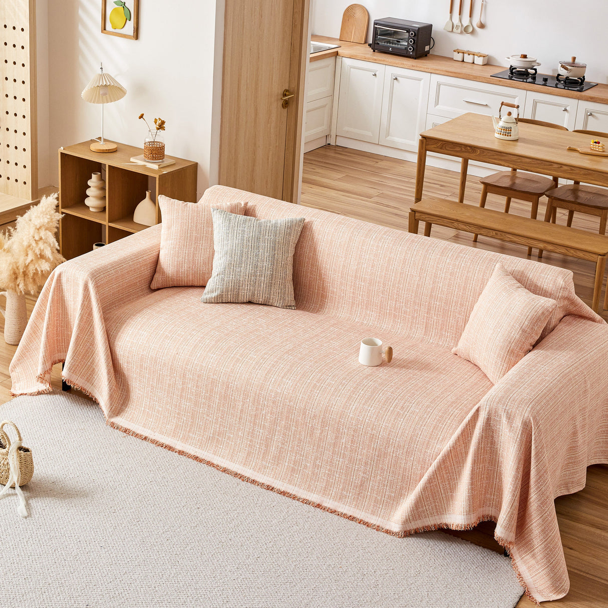 Couch Cover Blanket Couch Covers for Most Shape Sofas Washable Durable Sofa Throw Cover with Tassels