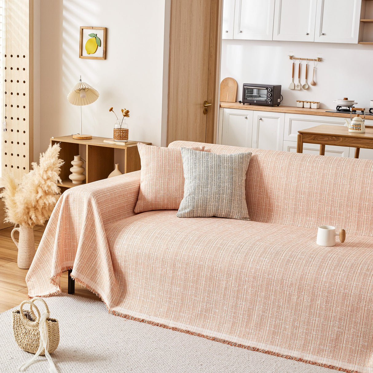 Couch Cover Blanket Couch Covers for Most Shape Sofas Washable Durable Sofa Throw Cover with Tassels