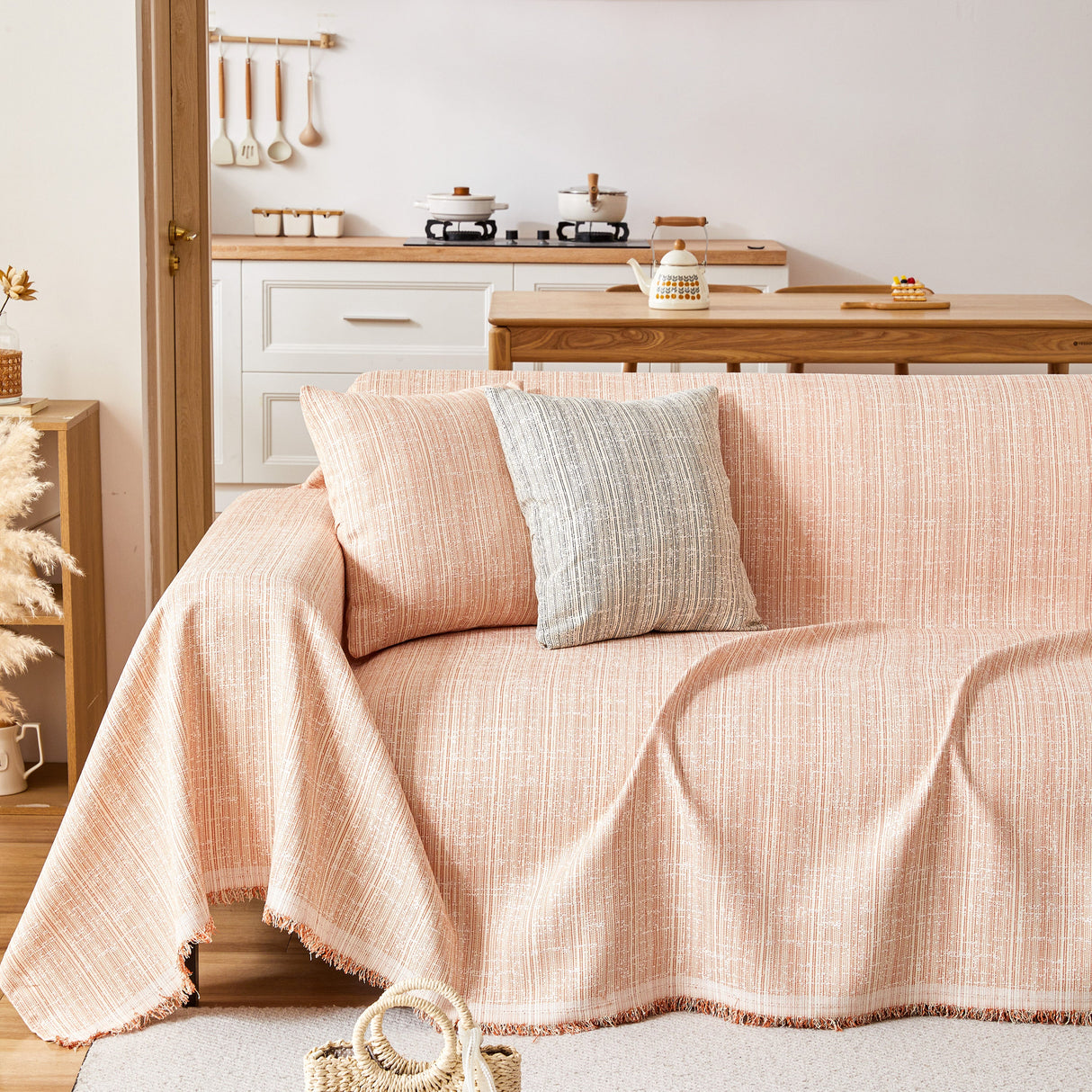 Couch Cover Blanket Couch Covers for Most Shape Sofas Washable Durable Sofa Throw Cover with Tassels