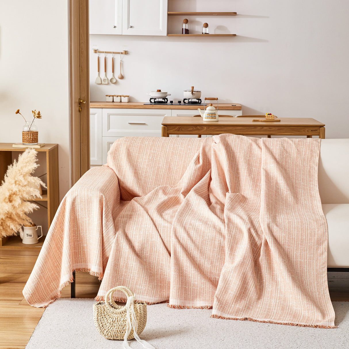 Couch Cover Blanket Couch Covers for Most Shape Sofas Washable Durable Sofa Throw Cover with Tassels