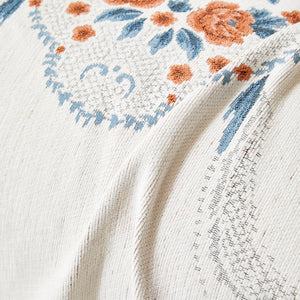 Charming French Country Floral Basket Sofa Throw Cover Rustic Farmhouse-Style Couch Cover Blankets