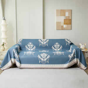 Charming French Country Floral Basket Sofa Throw Cover Rustic Farmhouse-Style Couch Cover Blankets