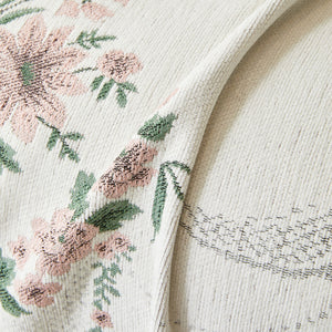 Charming French Country Floral Basket Sofa Throw Cover Rustic Farmhouse-Style Couch Cover Blankets