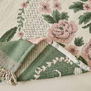Charming French Country Floral Basket Sofa Throw Cover Rustic Farmhouse-Style Couch Cover Blankets