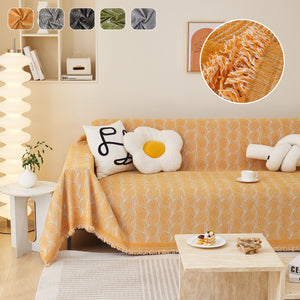 Leaf Universal Furniture Protector Chenille Couch Cover, Large Couch Cover Blanket for Couch Sofa