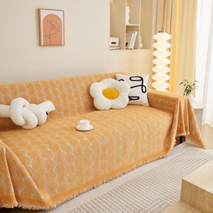 Leaf Universal Furniture Protector Chenille Couch Cover, Large Couch Cover Blanket for Couch Sofa