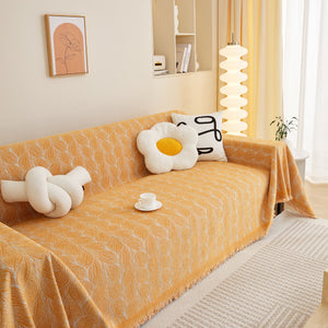 Leaf Universal Furniture Protector Chenille Couch Cover, Large Couch Cover Blanket for Couch Sofa