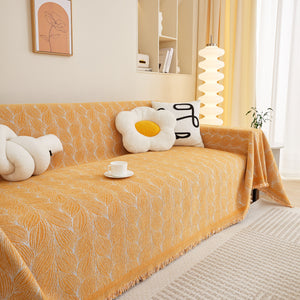 Leaf Universal Furniture Protector Chenille Couch Cover, Large Couch Cover Blanket for Couch Sofa