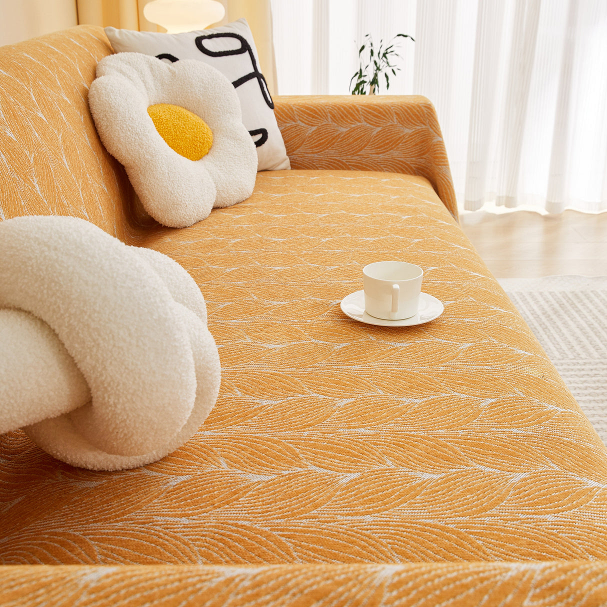 Leaf Universal Furniture Protector Chenille Couch Cover, Large Couch Cover Blanket for Couch Sofa