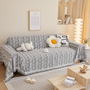 Leaf Universal Furniture Protector Chenille Couch Cover, Large Couch Cover Blanket for Couch Sofa