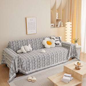 Leaf Universal Furniture Protector Chenille Couch Cover, Large Couch Cover Blanket for Couch Sofa