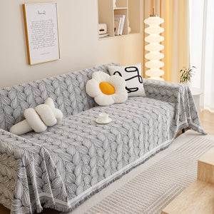 Leaf Universal Furniture Protector Chenille Couch Cover, Large Couch Cover Blanket for Couch Sofa