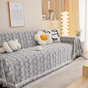 Leaf Universal Furniture Protector Chenille Couch Cover, Large Couch Cover Blanket for Couch Sofa