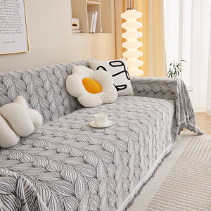 Leaf Universal Furniture Protector Chenille Couch Cover, Large Couch Cover Blanket for Couch Sofa