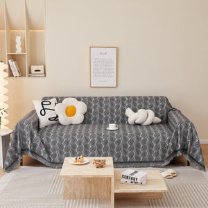 Leaf Universal Furniture Protector Chenille Couch Cover, Large Couch Cover Blanket for Couch Sofa