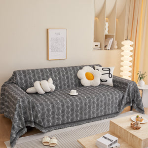 Leaf Universal Furniture Protector Chenille Couch Cover, Large Couch Cover Blanket for Couch Sofa